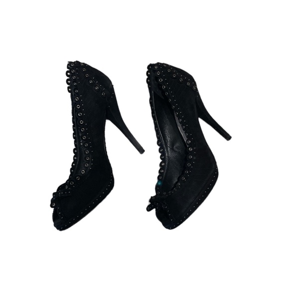 CHRISTIAN DIOR Silver Eyelet Black Heels!!!! - Picture 3 of 3